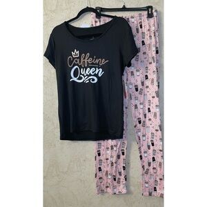 Cozy Couture Caffeine Queen Black and Pink Pajama Set